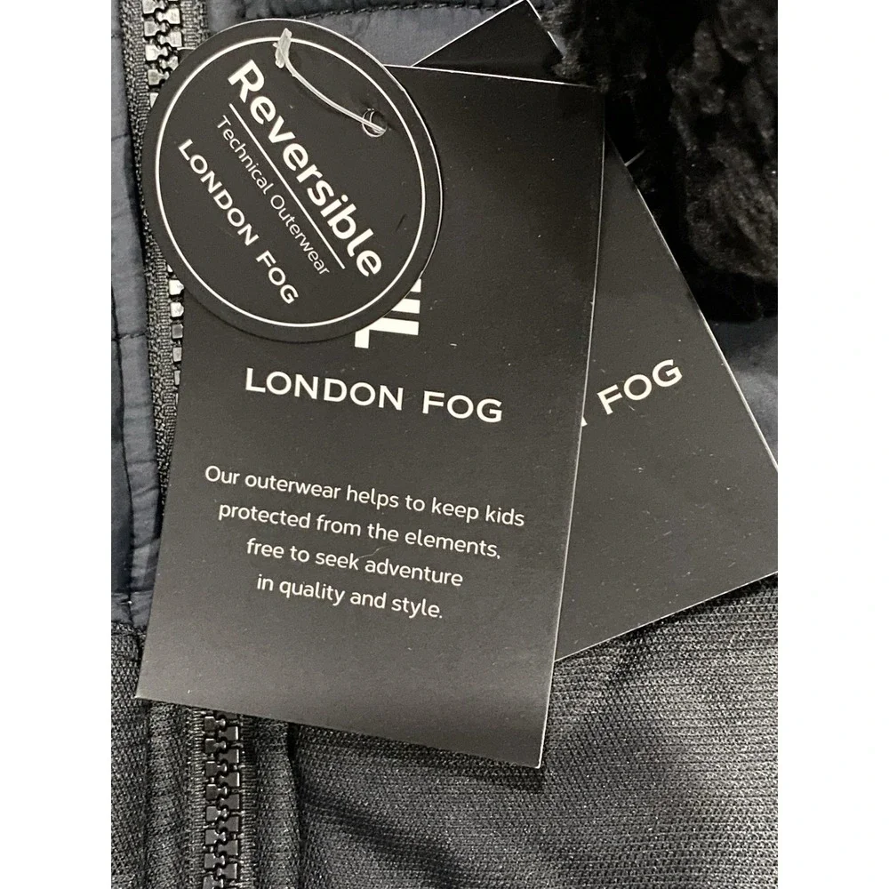 London Fog - Kids Reversible Puffer Jacket (L 14-16) - Hooded‎ Winter Coat